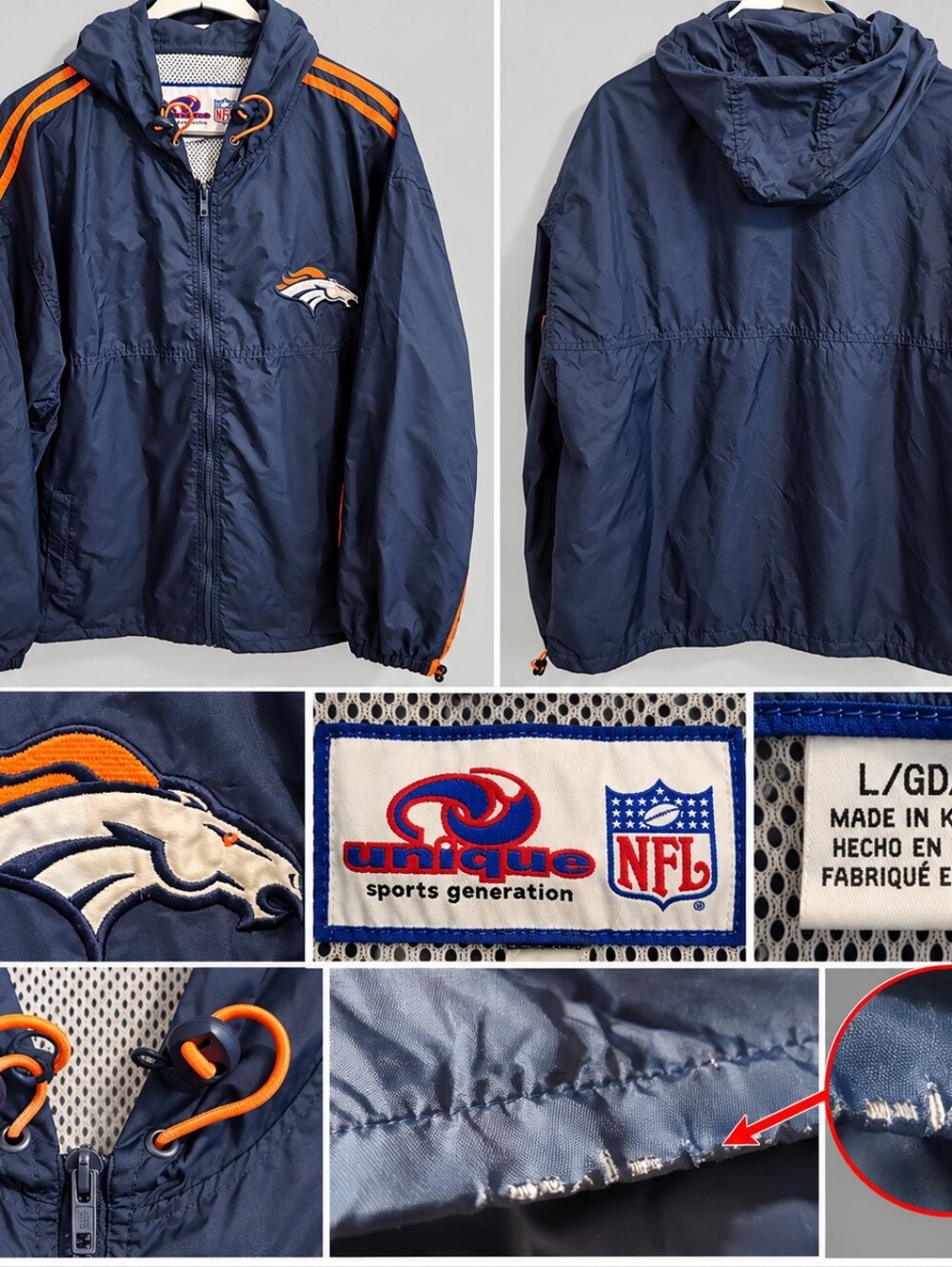 Denver Broncos Navy & Orange Windbreaker Jacket by Unique (Kids)